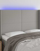 vidaXL LED горна табла за легло светлосива 147x16x118/128 см плат
