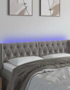 vidaXL LED горна табла за легло светлосива 147x16x78/88 см кадифе