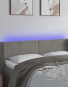 vidaXL LED горна табла за легло светлосива 147x16x78/88 см кадифе