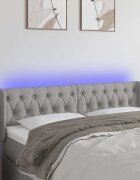 vidaXL LED горна табла за легло светлосива 147x16x78/88 см плат