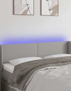 vidaXL LED горна табла за легло светлосива 147x16x78/88 см плат