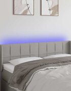 vidaXL LED горна табла за легло светлосива 147x16x78/88 см плат