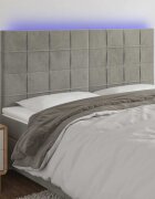 vidaXL LED горна табла за легло светлосива 160x5x118/128 см кадифе