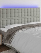 vidaXL LED горна табла за легло светлосива 160x5x118/128 см плат
