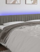 vidaXL LED горна табла за легло светлосива 160x5x78/88 см кадифе