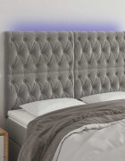 vidaXL LED горна табла за легло светлосива 160x7x118/128 см кадифе