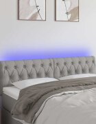 vidaXL LED горна табла за легло светлосива 160x7x78/88 см плат