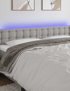 vidaXL LED горна табла за легло светлосива 163x16x78/88 см плат