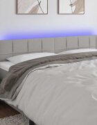 vidaXL LED горна табла за легло светлосива 163x16x78/88 см плат
