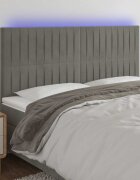 vidaXL LED горна табла за легло светлосива 180x5x118/128 см кадифе