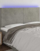 vidaXL LED горна табла за легло светлосива 180x5x118/128 см кадифе