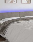 vidaXL LED горна табла за легло светлосива 180x5x78/88 см кадифе