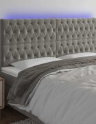 vidaXL LED горна табла за легло светлосива 180x7x118/128 см кадифе