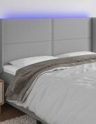 vidaXL LED горна табла за легло светлосива 183x16x118/128 см плат