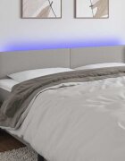 vidaXL LED горна табла за легло светлосива 183x16x78/88 см плат
