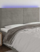vidaXL LED горна табла за легло светлосива 200x5x118/128 см кадифе