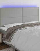 vidaXL LED горна табла за легло светлосива 200x5x118/128 см плат