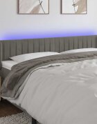 vidaXL LED горна табла за легло светлосива 203x16x78/88 см кадифе