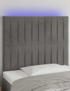 vidaXL LED горна табла за легло светлосива 80x5x118/128 см кадифе