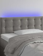 vidaXL LED горна табла за легло светлосива 80x5x78/88 см кадифе