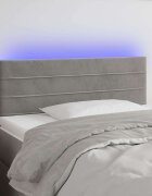 vidaXL LED горна табла за легло светлосива 80x5x78/88 см кадифе