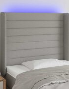 vidaXL LED горна табла за легло светлосива 83x16x118/128 см плат