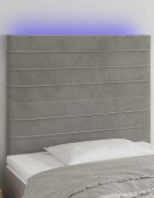 vidaXL LED горна табла за легло светлосива 90x5x118/128 см кадифе