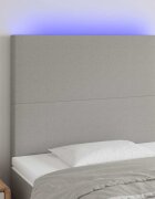vidaXL LED горна табла за легло светлосива 90x5x118/128 см плат