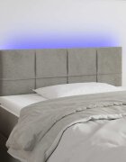 vidaXL LED горна табла за легло светлосива 90x5x78/88 см кадифе