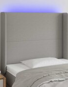 vidaXL LED горна табла за легло светлосива 93x16x118/128 см плат
