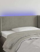 vidaXL LED горна табла за легло светлосива83x16x78/88 см кадифе