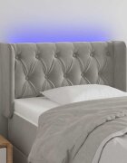 vidaXL LED горна табла за легло светлосива83x16x78/88 см кадифе