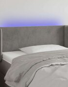 vidaXL LED горна табла за легло светлосива83x16x78/88 см кадифе