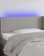 vidaXL LED горна табла за легло светлосива83x16x78/88 см плат