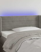 vidaXL LED горна табла за легло светлосива93x16x78/88 см кадифе