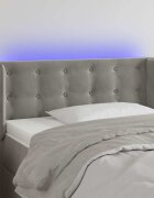 vidaXL LED горна табла за легло светлосива93x16x78/88 см кадифе
