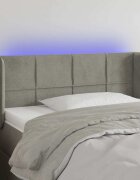 vidaXL LED горна табла за легло светлосива93x16x78/88 см кадифе