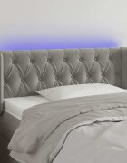 vidaXL LED горна табла за легло светлосива93x16x78/88 см кадифе