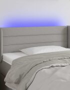 vidaXL LED горна табла за легло светлосива93x16x78/88 см плат