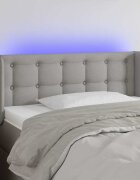vidaXL LED горна табла за легло светлосива93x16x78/88 см плат