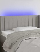 vidaXL LED горна табла за легло светлосива93x16x78/88 см плат