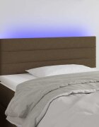 vidaXL LED горна табла за легло тъмнокафява 100x5x78/88 см плат