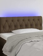 vidaXL LED горна табла за легло тъмнокафява 100x7x78/88 см плат