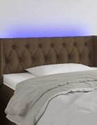 vidaXL LED горна табла за легло тъмнокафява 103x16x78/88 см плат