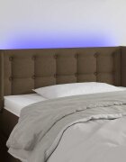 vidaXL LED горна табла за легло тъмнокафява 103x16x78/88 см плат