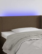 vidaXL LED горна табла за легло тъмнокафява 103x16x78/88 см плат