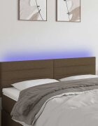 vidaXL LED горна табла за легло тъмнокафява 144x5x78/88 см плат