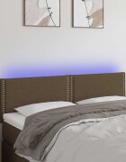 vidaXL LED горна табла за легло тъмнокафява 144x5x78/88 см плат