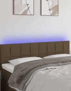 vidaXL LED горна табла за легло тъмнокафява 144x5x78/88 см плат
