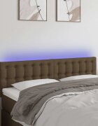 vidaXL LED горна табла за легло тъмнокафява 144x5x78/88 см плат